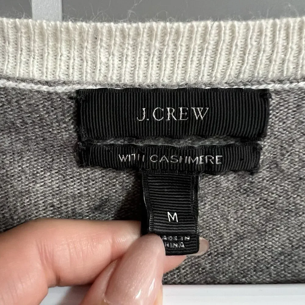 J.Crew Women Intarsia Colorblock Geometric Knit Sweater Medium Academia